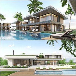 3D Minimalistic House Exterior and Interior Bundle