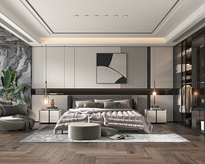 Modern Bedroom Scene 47 3D model