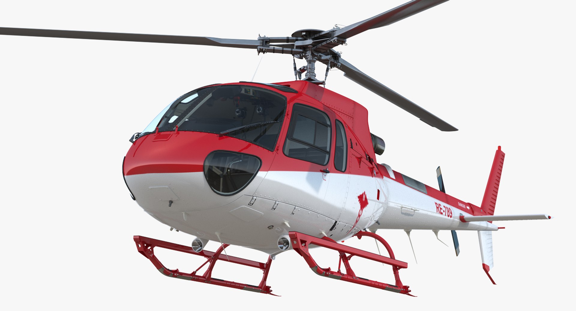 Medical Transport Helicopter Eurocopter AS-350 3D model preview