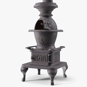 3D Old Potbelly Stove Open