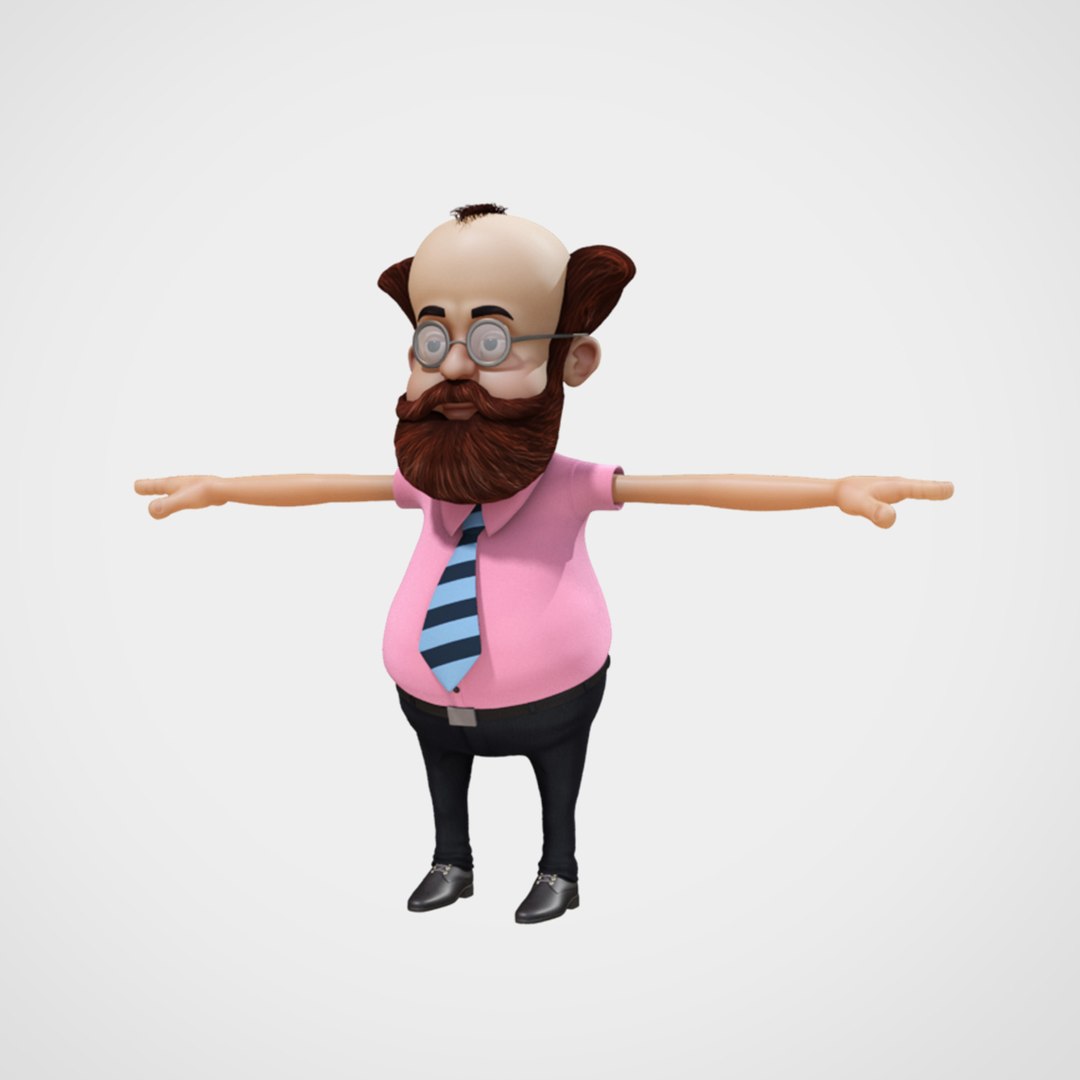 3d cartoon professor character rig