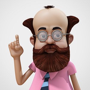 3d cartoon professor character rig