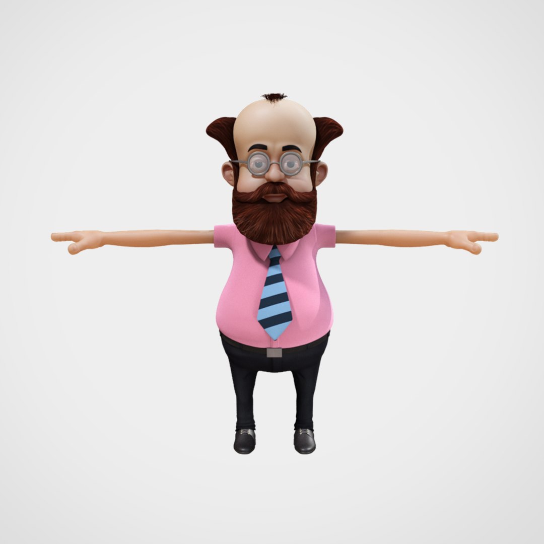 3d cartoon professor character rig