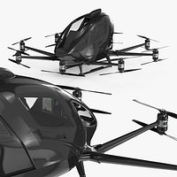 Futuristic Hovercraft-Style Air Vehicle Black Simplified