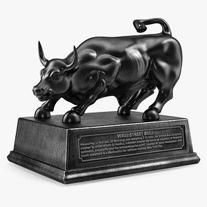 Black Statue of Bull on Pedestal