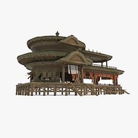 Ancient Asian architecture thatched cottages taverns