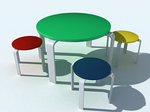 3d model table chairs kids