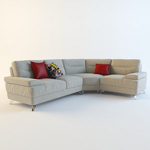 3d gray corner sofa pillows model