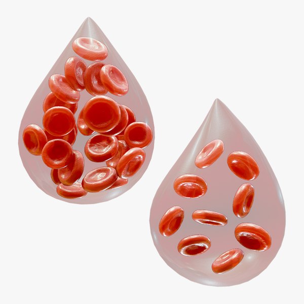 Normal Blood Cells vs Anemia 3D model