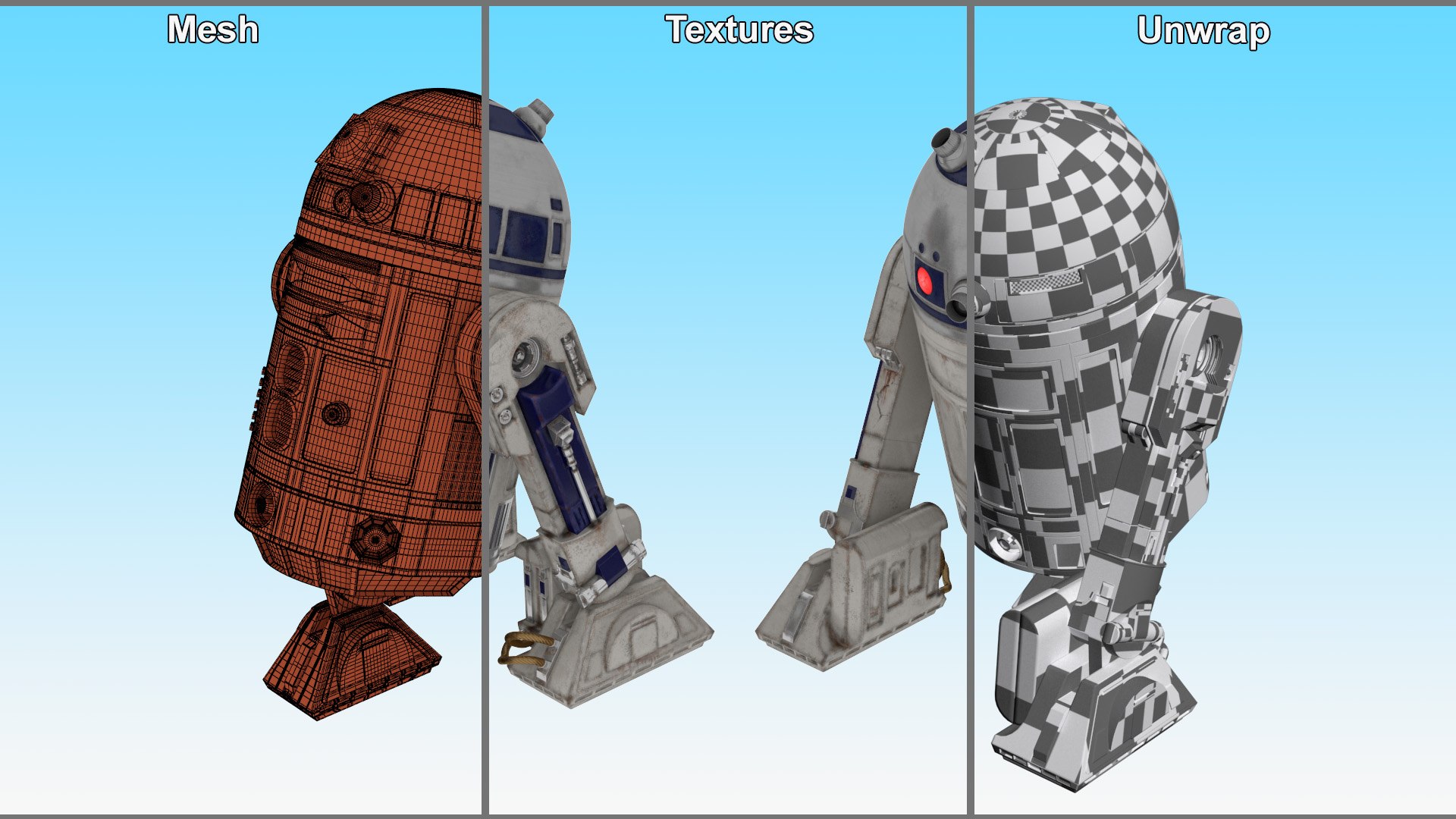 3D R2-D2 Droid https://p.turbosquid.com/ts-thumb/dZ/Q9Fhsr/D2/r2d2droid3dsmodel016/jpg/1718818944/1920x1080/fit_q87/3852bb299616159a4da20af9fea8cbc675049834/r2d2droid3dsmodel016.jpg