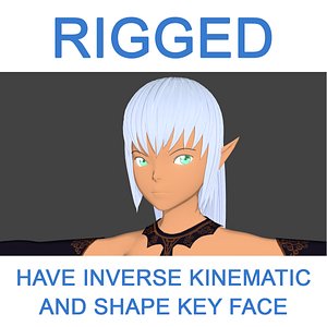 Rigged Dark Elf with Dark Cloak & Dark Sword