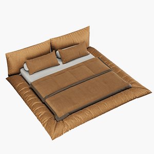 Bed with pillows and blanket 030