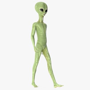 3D cartoon alien walking pose