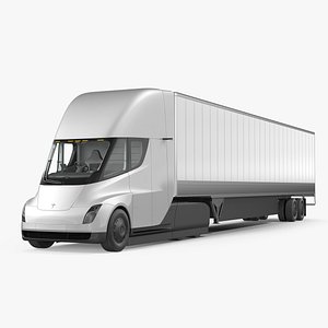 Tesla Semi Truck with Trailer Simple Interior