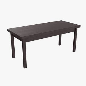 Dining table in dark wood low-poly PBR 3D model 3D model