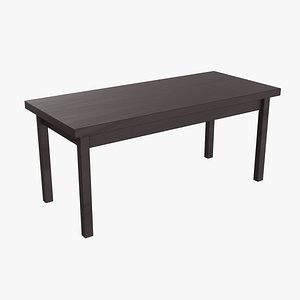 Dining table in dark wood low-poly PBR