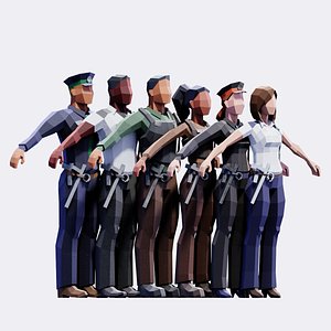 Low Poly Police Officers - Animated and Rigged