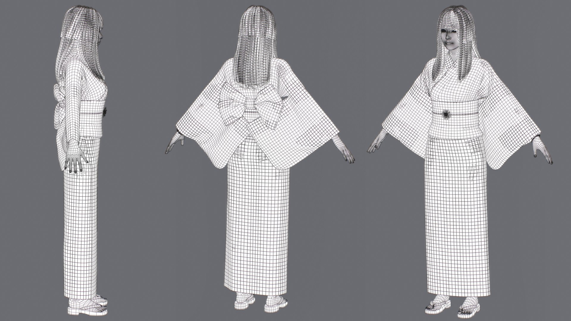 Girl In Yukata 3D Model - TurboSquid 1813554