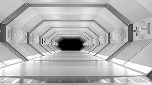 sci fi corridor white 3D model