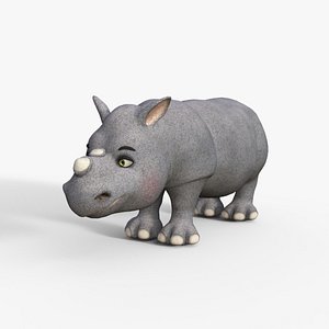 Cartoon Baby Rhino Rigged model