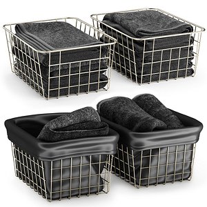 3D metal baskets towels model