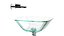 Square Glass Bathroom Vessel Sink with Drain Mini Bath Bowl
