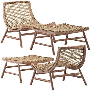 3D Saba Italia Chair by Enzo Berti and  Footstool