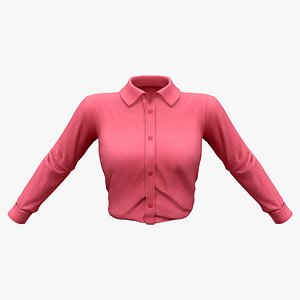 3D Coral Pink Tucked In Long Sleeve Buttoned Shirt