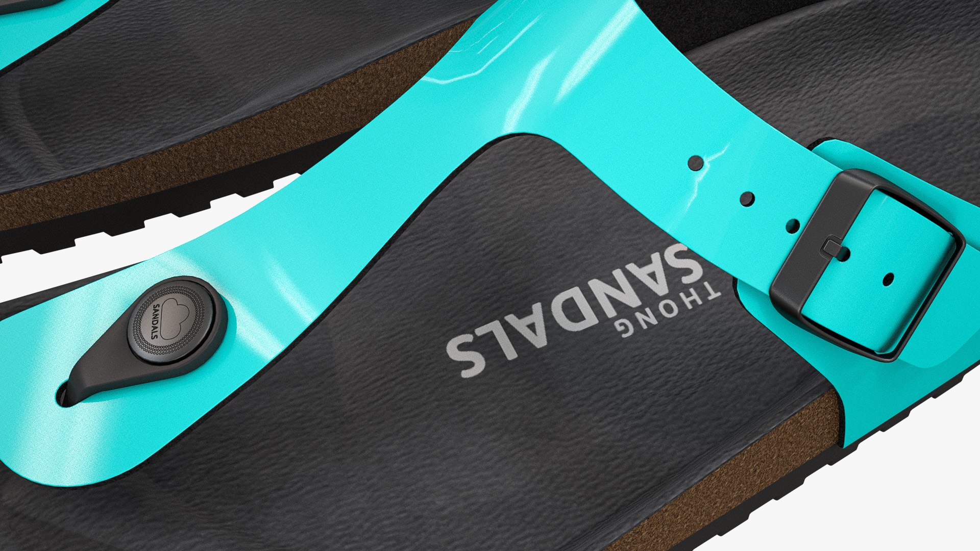 3D model Thong Sandals Cyan Patent TurboSquid 2151664