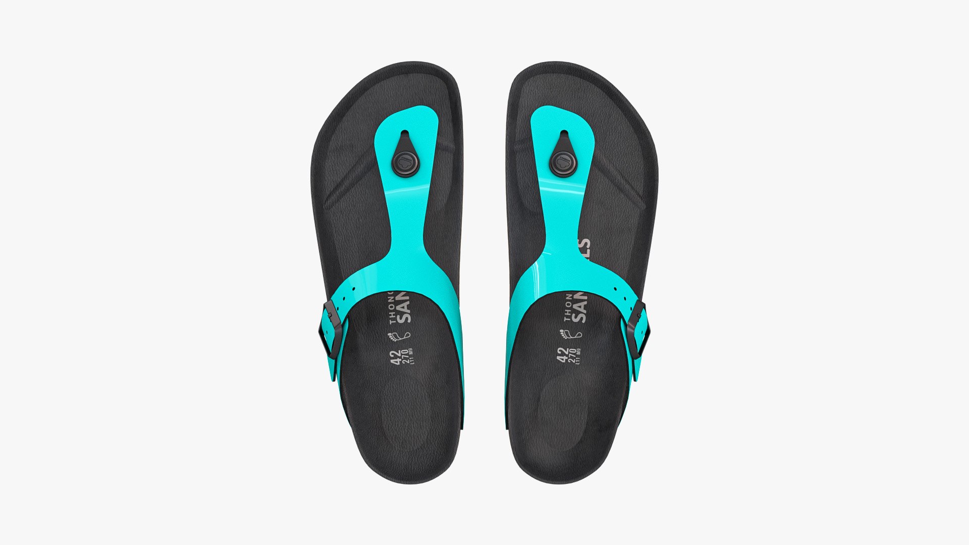 3D model Thong Sandals Cyan Patent TurboSquid 2151664