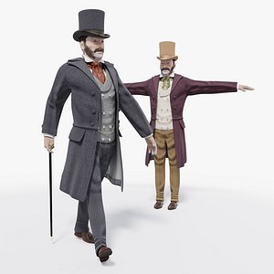 BLENDER - Victorian Gent - Rigged - one model 2 versions