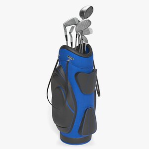 3D model of Vintage Louis Vuitton Monogram LV Golf Bag with Clubs 
