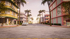 MIAMI VICE CITY ART DECO CITYSCAPE 3D model