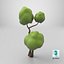 Cartoon Small Double Tree Simple Coloring 3D model