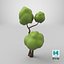 Cartoon Small Double Tree Simple Coloring 3D model