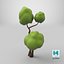 Cartoon Small Double Tree Simple Coloring 3D model