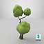 Cartoon Small Double Tree Simple Coloring 3D model