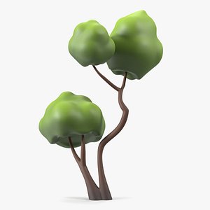 Cartoon Small Double Tree Simple Coloring 3D model