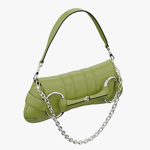 GUCCI Horsebit Chain Medium Shoulder Bag Green 3D model