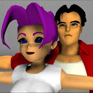 3d clothed pack man woman model