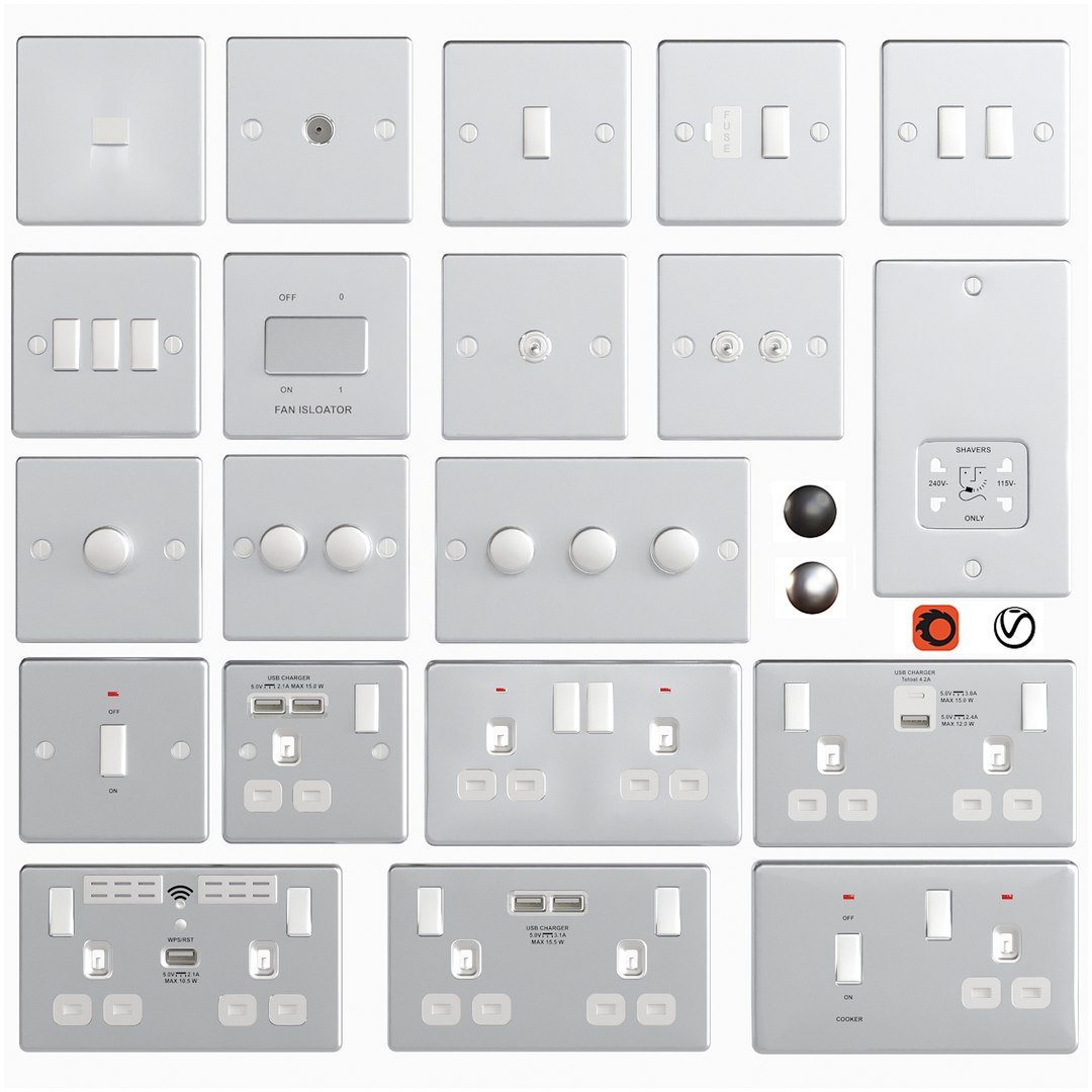 Sockets and Switches Good Home Brand Set 3D model TurboSquid 2162484