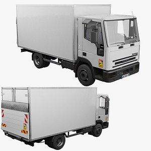 3D Iveco Eurocargo 100E18 2001 Box Truck Low-poly PBR