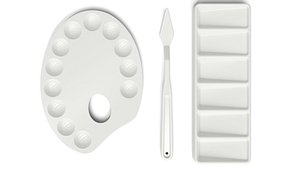Set of palette and palette knife models 3D model