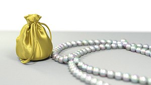 3D Golden Sack with Jewellery model
