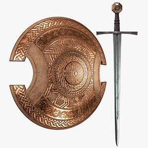 Medieval Shield And Sword 8K PBR Textures 3D model