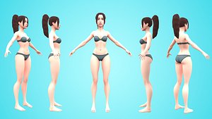 3D Yia - Female Base Mesh - Cartoon Character