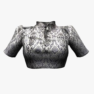 Stand Collar Short Arm Blouse 3D model