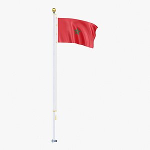 Morocco Flag Stand Pole Animated 3D model
