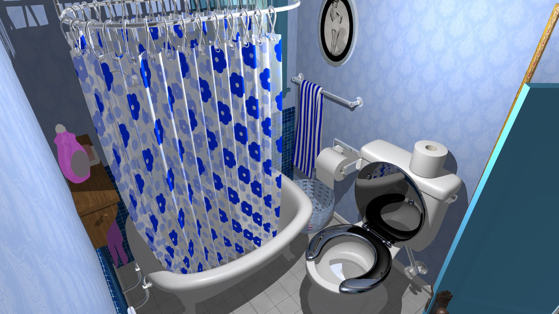 cartoon bathroom 3d fbx