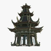 Tower of the sacrificial hall in ancient Asian architecture